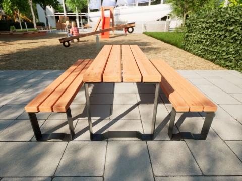 Robuste Sitzgruppe in Anthrazit für Kinder am Spielplatz