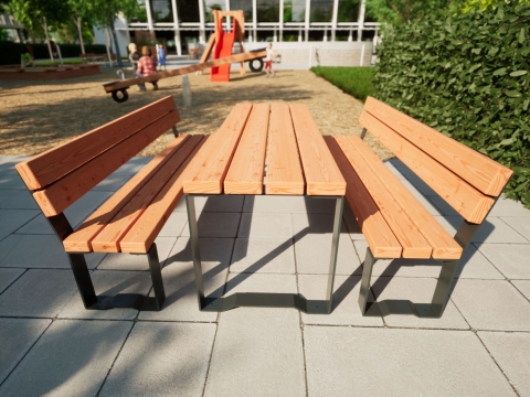 Bänke und Tische in Anthrazit für Kinder am Spielplatz