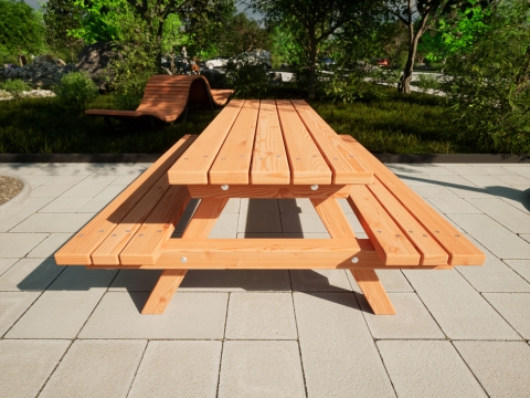 houten picknicktafel in een park