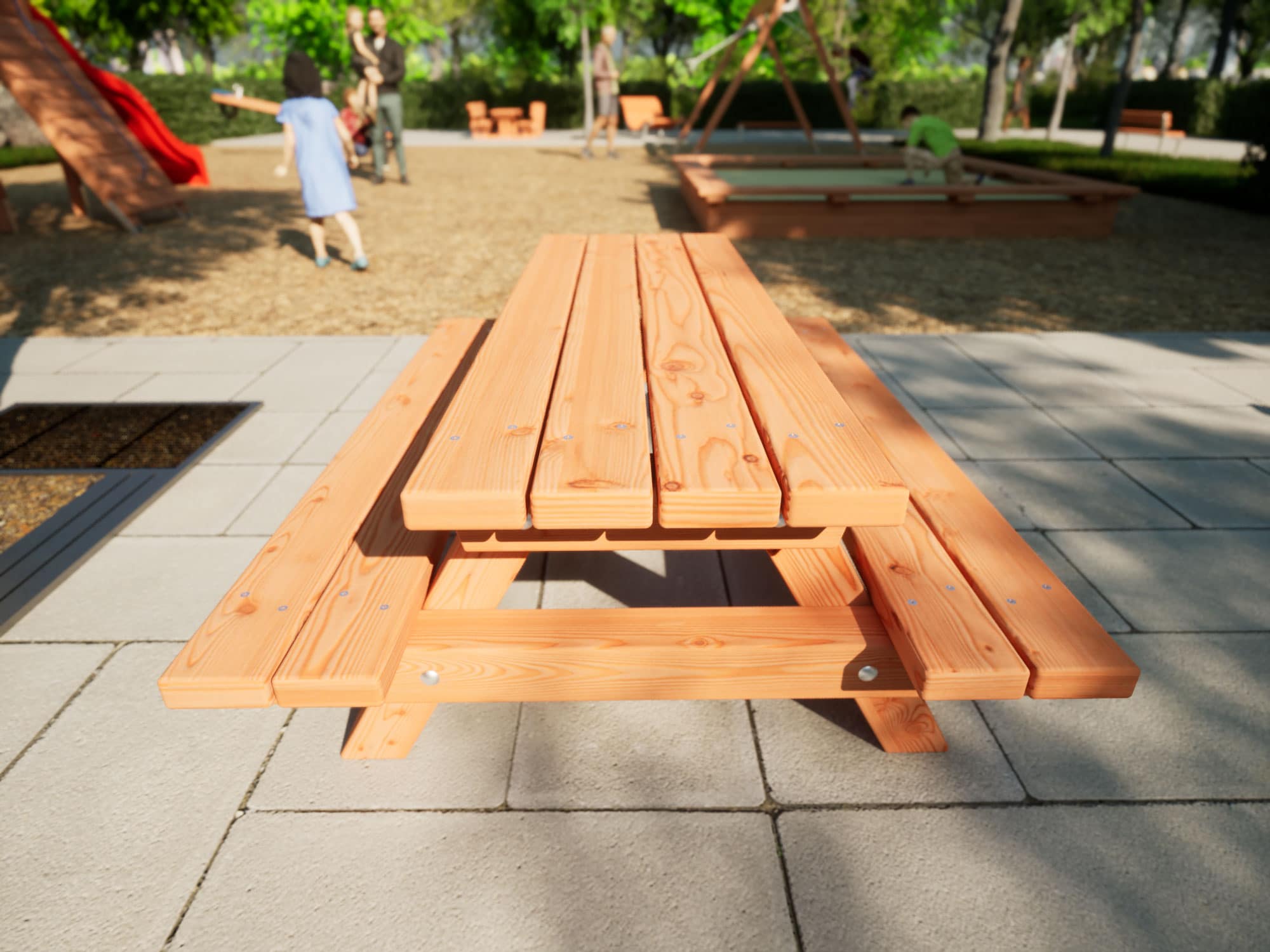 Kombination aus Tisch und Bank aus Holz für Kinder