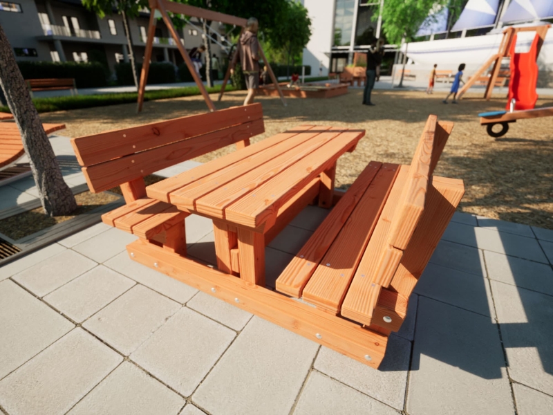 Tischbankkombi mit Lehne für Kinder aus Holz